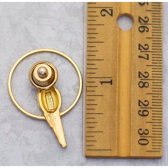 Vintage Gold Tone Animal Bird Pet Bird  Ring Circle Pin, Nature Pin by Avon - C8 - Picture 2 of 2